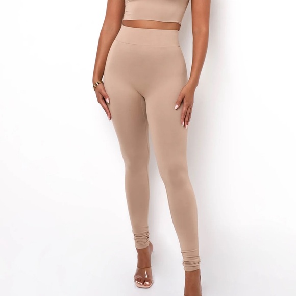 MYOUTFITONLINE High Waisted Light Mocha Leggings - Picture 1 of 4